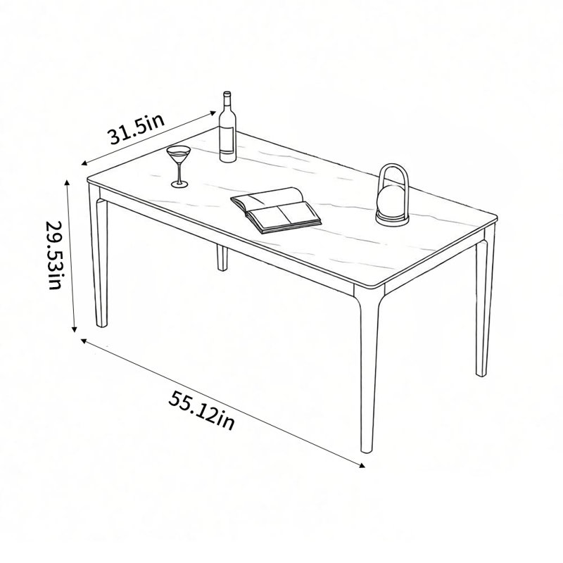 Table de salle à manger Fashion, H 29,53 po x L 55,12 po x l 31,5 po