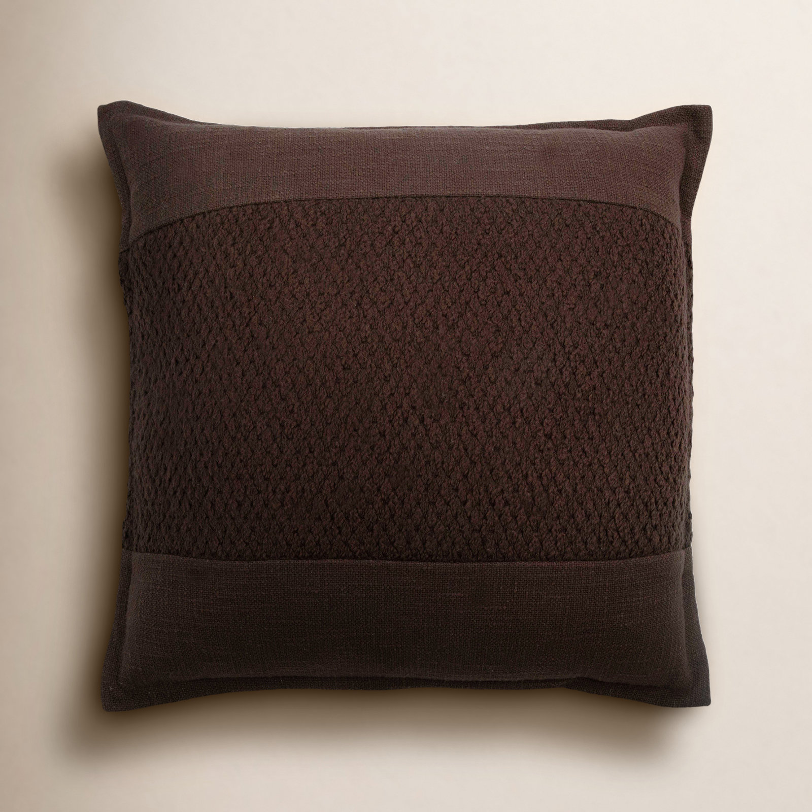 Colombe Flanged Cotton Throw Pillow, Dark Brown
