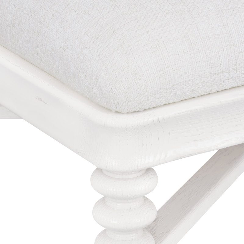 Lawrence Upholstered Bench, Glazed Whisper White
