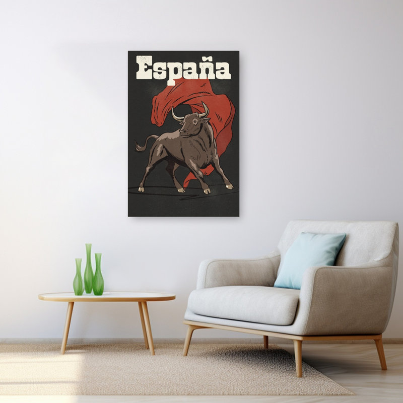 «Espaapa Bull and Cape», reproduction d'art traditionnelle rétro sur toile, 48" H x 32" W
