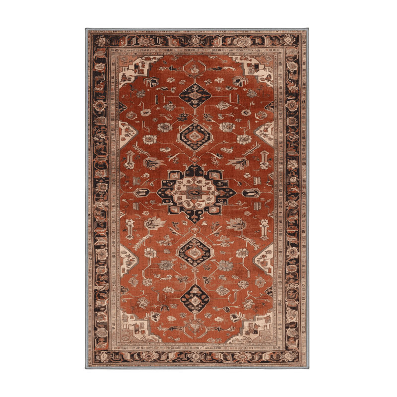 Machine Washable Persian Brown Area Rug, Rectangle 2' x 3'