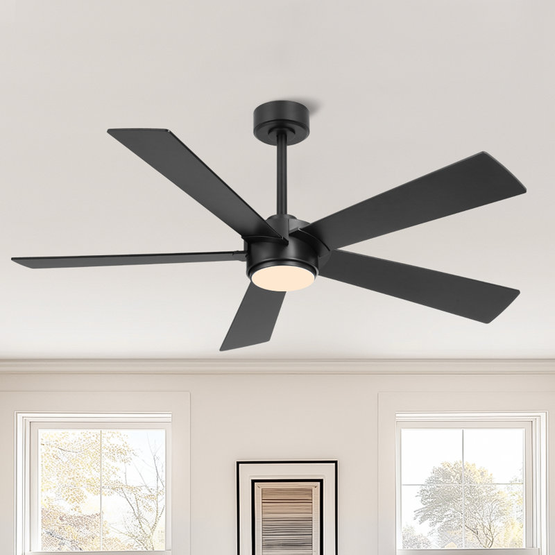 Ventilateur de plafond à 5 pales à DEL à intensité variable et télécommande, moteur CC réversible à 6 vitesses sans bruit