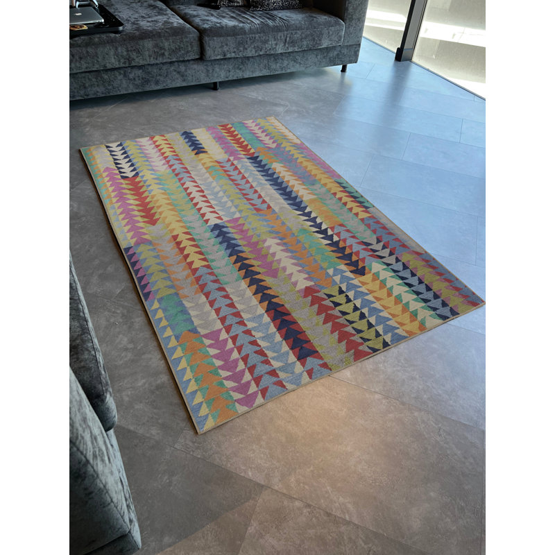 Tapis décoratif moderne multicolore à motifs géométriques de tons clairs, Tapis de couloir 3 pi 3,37 po x 9 pi 10,11 po