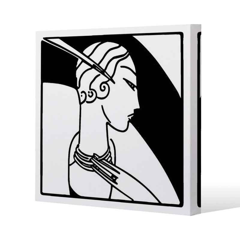 Art Deco Woman Slim Style Canvas Print, 15mm Slim Real wood., 20 cm H x 20 cm W