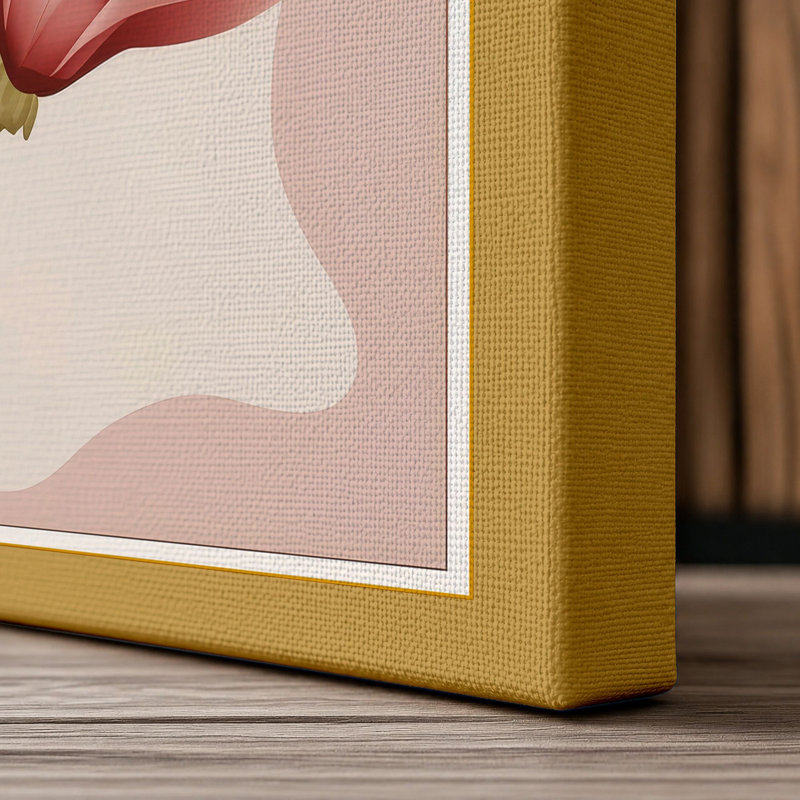 Magnolia Bloom Botanical - Wrapped Canvas, 24x16 - 61.0 x 40.6 cm, Ochre Border