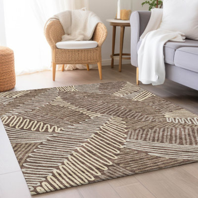 Premium Machine Washable Prisco Chocolate Rug