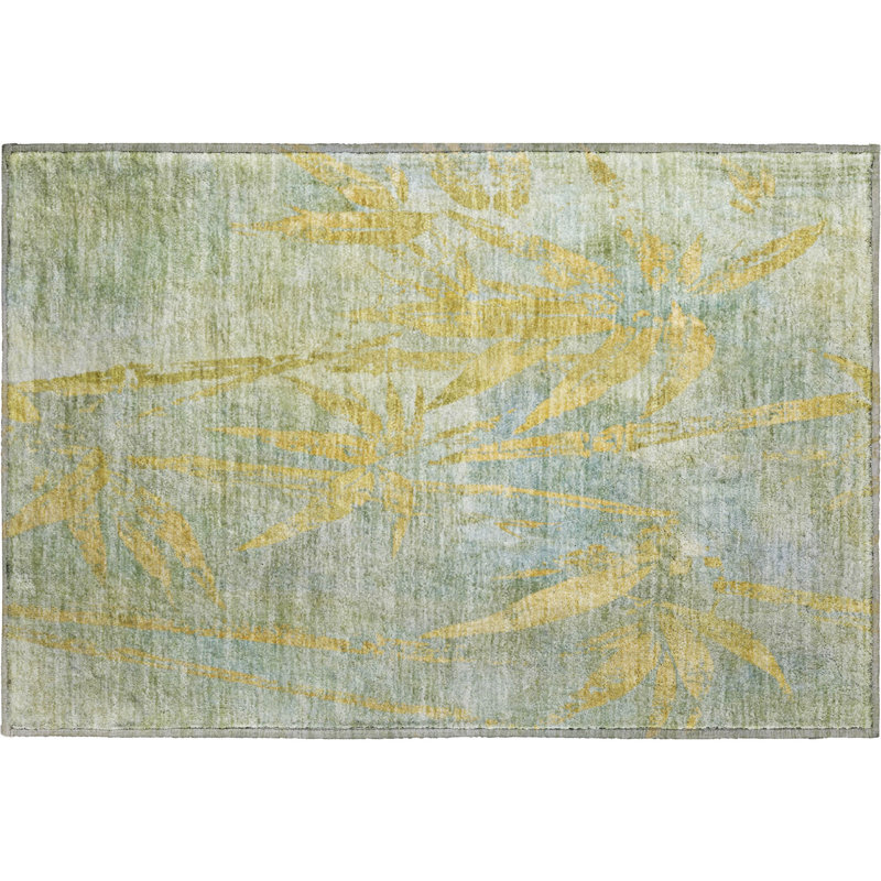 Premium Machine Washable Mayfield AMF2222 Botanical Rug, 1'8" x 2'6", Sage