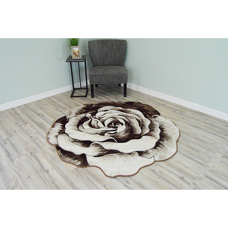 Tapis botanique effet rose Viers Flowers, Nouveauté 5 pi 3 po