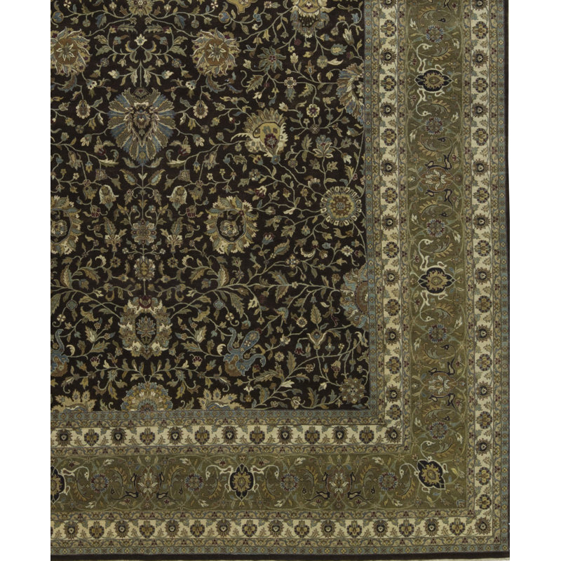 Hand-Knotted High-Quality Brown and Gold Area Rug