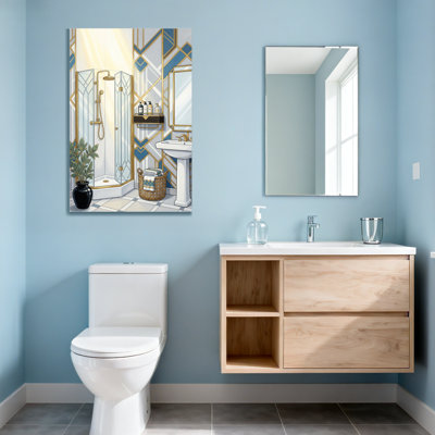 Bath & Laundry Art Deco Bathroom Design With Geometric Patterns