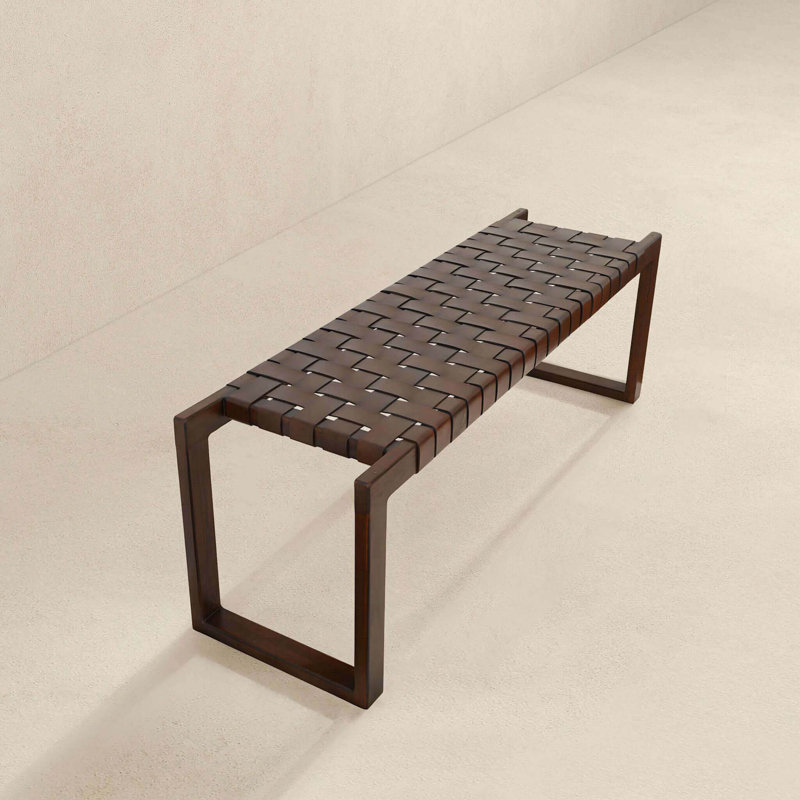 Banc en cuir brun clair Christina