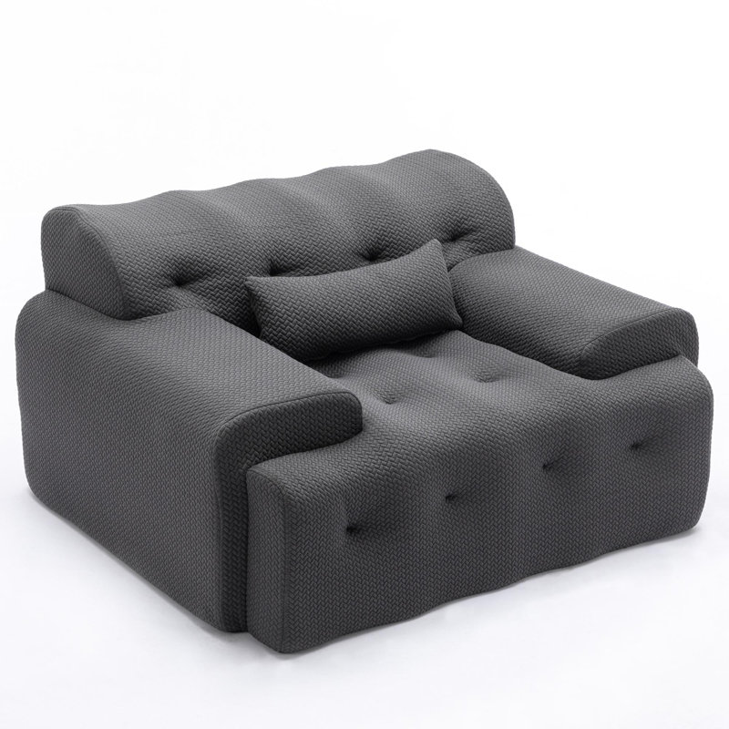 Kapedes Tufted Upholstered Oversized Accent Chair, Gray Polyester