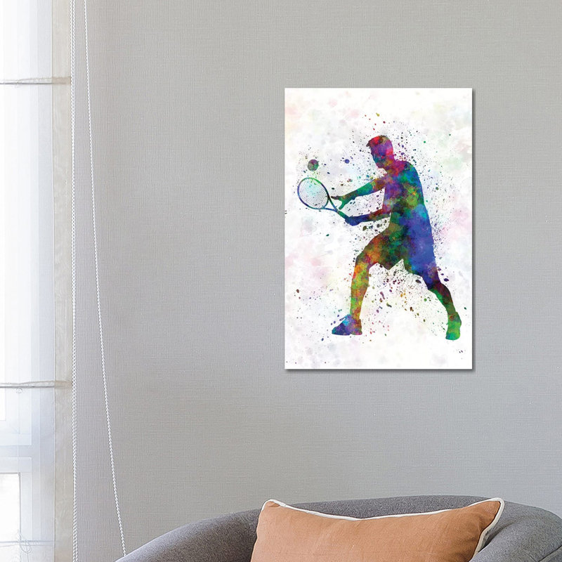 Tennis Player In Silhouette I by Paul Rommer - Wrapped Canvas Painting, 66.04 cm H x 45.72 cm W x 1.91 cm D