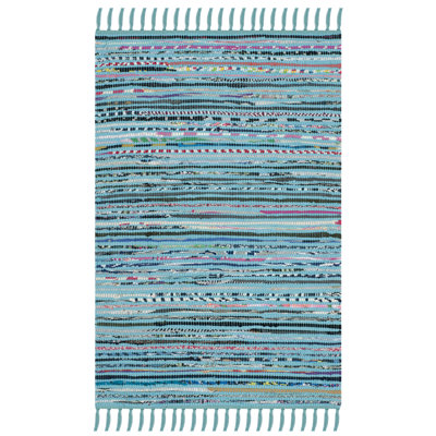 Tapis turquoise en coton tissé à plat à la main Nerys