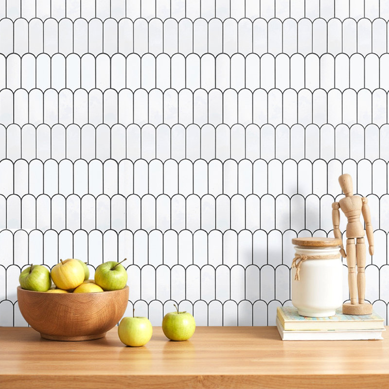 10Pcs Self-Adhesive Wall Tile Stickers, White