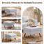 Repose-pieds rembourré de style Mid-Century de 29,7 po de large Havens, repose-pieds en similicuir avec pieds en bois massif, tabouret de table basse pour le salon, la chambre à coucher et le vestibule-2141867657