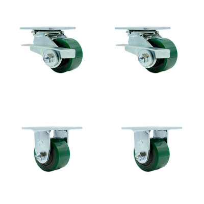 4 Piece Poly Steel Ball Bearing Caster Set with 4 Brakes and 2 Swivel Locks -  Service Caster, SCC-30CS3420-PUB-GB-SLB-2-R3420-2