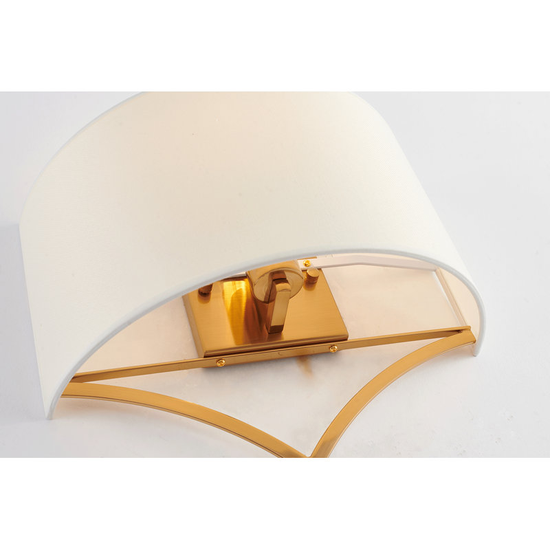 1 Light Gold Wall Sconce With White Shade