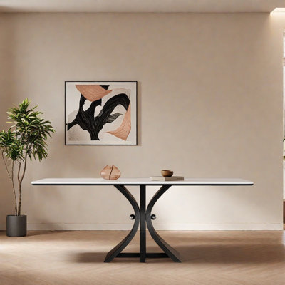 High-end black rectangular dining table
