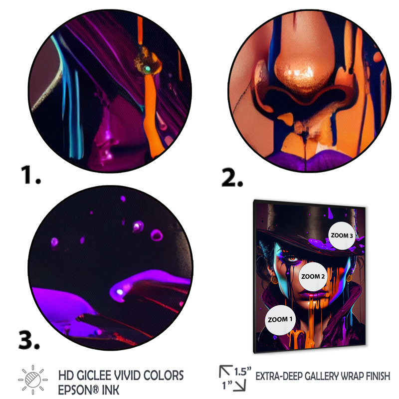 «Femelle Criminel Mastermind III», impression sur toile, H 20 po x l 12 po x P 1 po, Impression noire sur toile encadrée