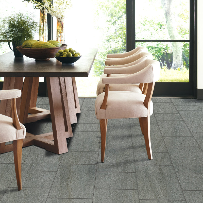 Storm 12'' W x 12'' L Porcelain Stone Look Singular Tile, Steel
