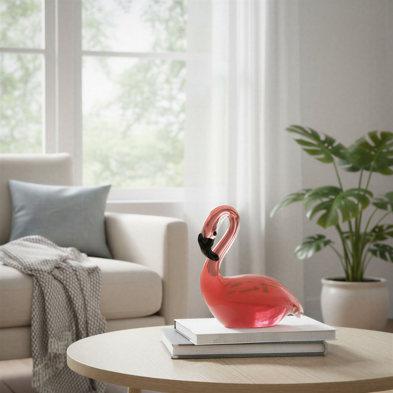 Hand-Blown Glass Flamingo
