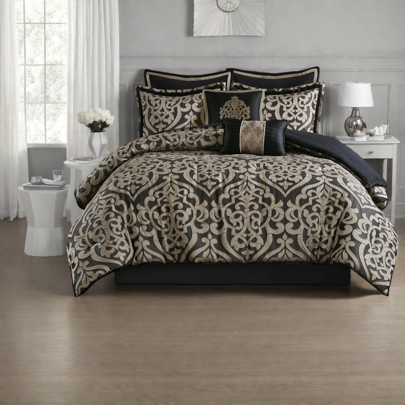 Ensembles de literie de qualité supérieure en jacquard de polyester grand damas pour maison moderne