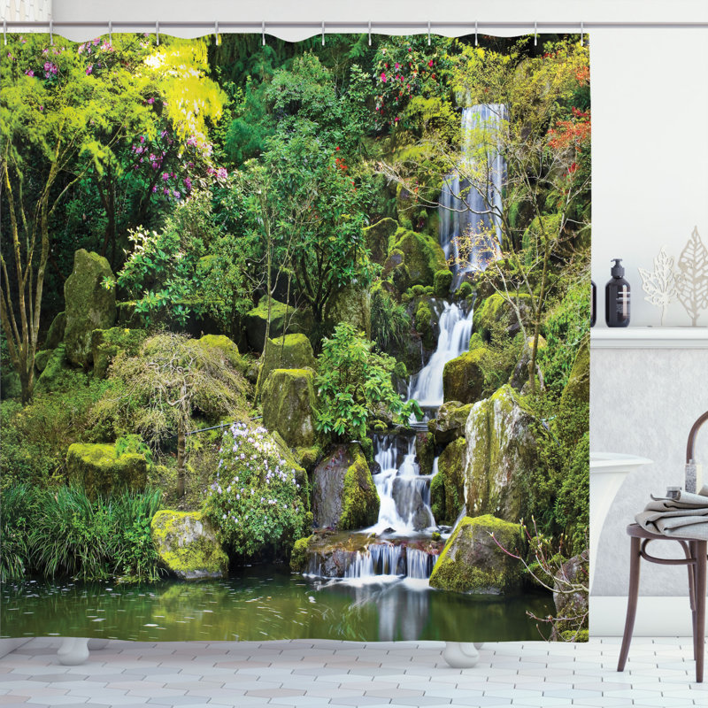 Ensemble de rideau de douche et de crochets de jardin, H 75 po x l 69 po