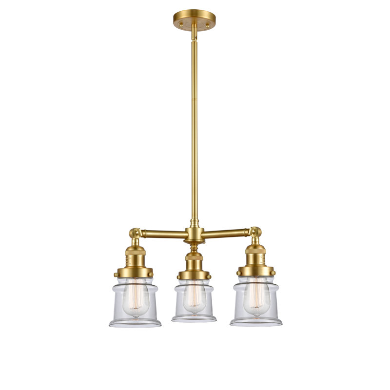 Lustre classique / traditionnel à 3 lumières Alexandira, Transparent, Or satiné, Ampoule DEL rétro de 3,5 watts