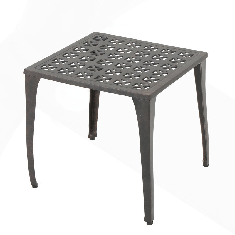 Cast Aluminum Outdoor Side Table with Durable Anti-Rust Finish, Perfect for Patio and Garden