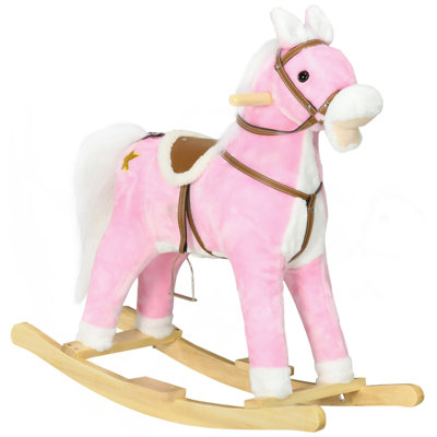 Cheval à bascule avec son, cheval à cheval avec selle, chaise berçante pour tout-petit, cadeau pour 3 à 8 ans, rose