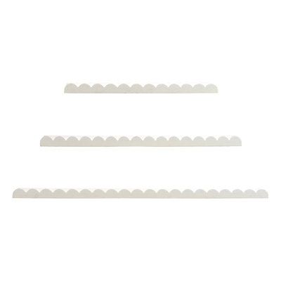  Scallop Floating Wall Shelf Set of 3, Wood Picture Ledge Shelves with Lip, Decorative Shabby Chic Wall Shelves for Nursery, Gallery, Bathroom & Living Room Decor