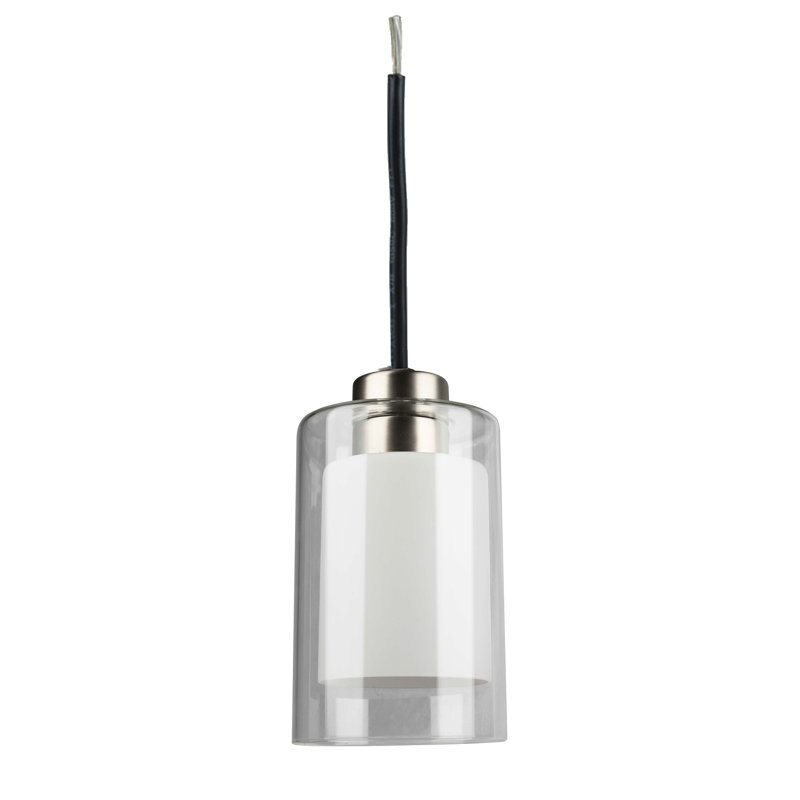 Luminaire suspendu 1 lumière avec verre transparent et abat-jour opale gravée