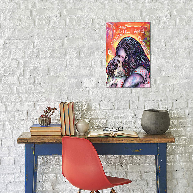 A Dog Changes Everything by Dean Russo - Print on Canvas, 66.04 cm H x 45.72 cm W x 1.91 cm D, No Frame