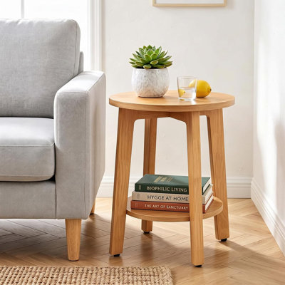 Round End Table, 2-Tier Small Side Table, Accent Table