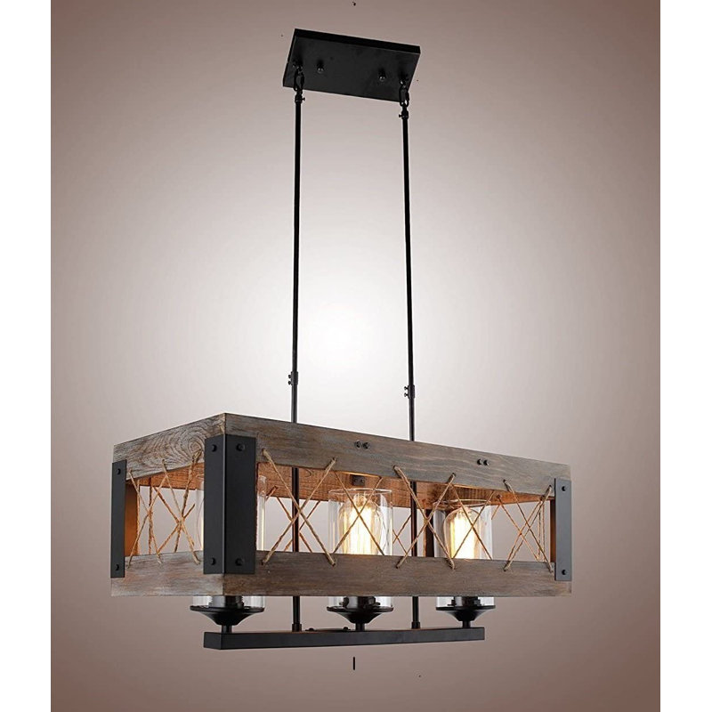 Luminaire suspendu pour îlot de cuisine 3 lumières Rainhard