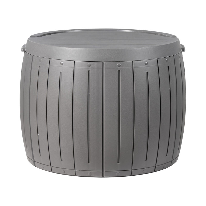 17 Stories 56cm W 161L Polyethylene Plastic Lockable Deck Box in Grey