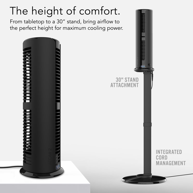 Black Oscillating Tower Fan with Adjustable Height and Alexa Control