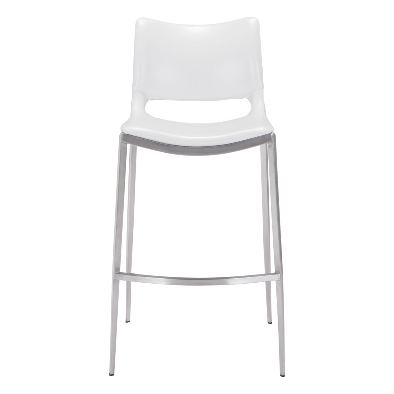 Tabouret de comptoir, Blanc, Chrome chrome, Très grand (siège d'une hauteur de 40,9 po)