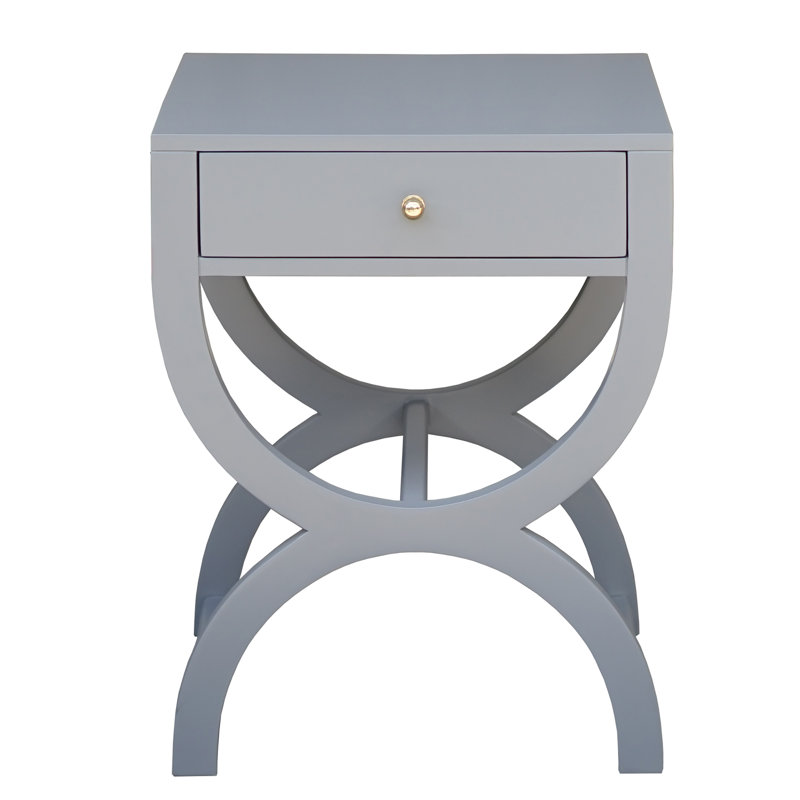 Paige Transitional Gray Wood and Metal End Table with Storage