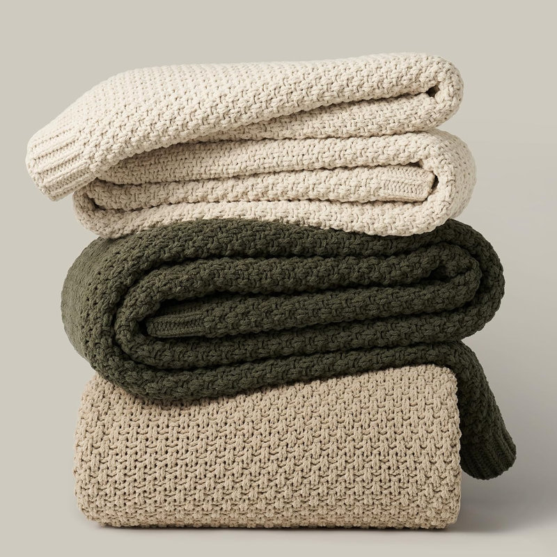 Jeté Chunky, Vert olive, L 90 po x l 90 po
