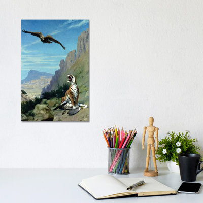 Tiger And Vulture by Jean Leon Gerome - Wrapped Canvas Painting
