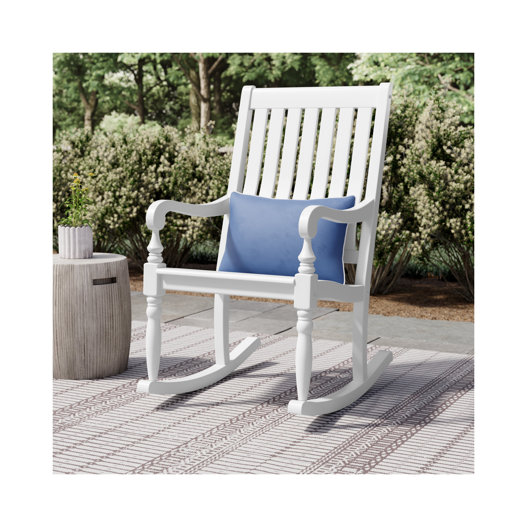 Oisin Solid Wood Outdoor Rocking Chair, White
