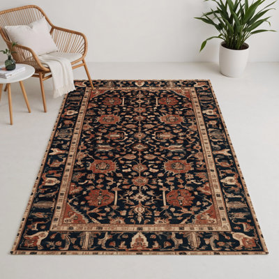 Tapis d'intérieur et d'extérieur noir Persian