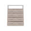 Commode à quatre tiroirs, plateau supérieur, une tablette ouverte, gris clair / blanc-120864278