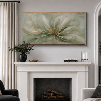 «Sage Green Gold Line», art floral, images de chambre à coucher, impression sur toile encadrée, 3 pièces