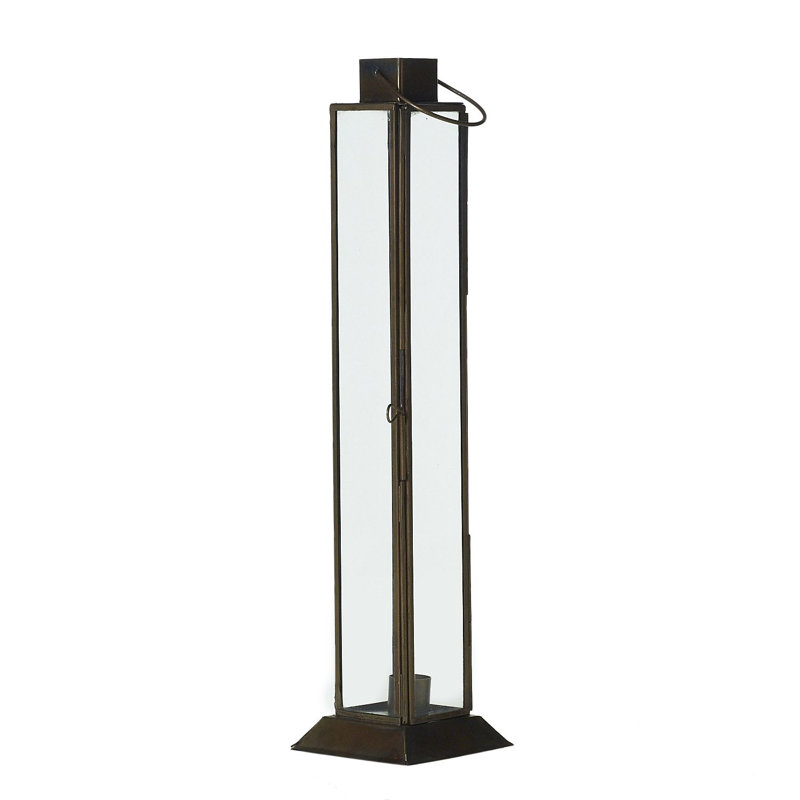 Glass Tabletop Lantern, 15.75" H x 3.5" W x 3.5" D