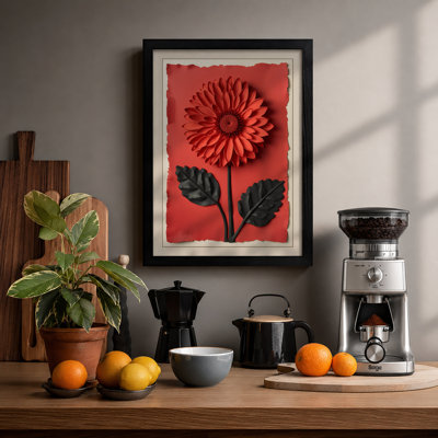 Red Gerbera Bloom Botanical - Print