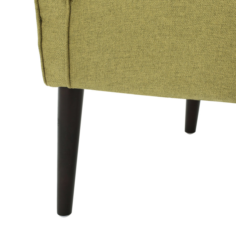 Fauteuil club moderne avec revêtement sophistiqué et capitonnage à boutons, revêtement élégant en tissu, pieds en bouleau