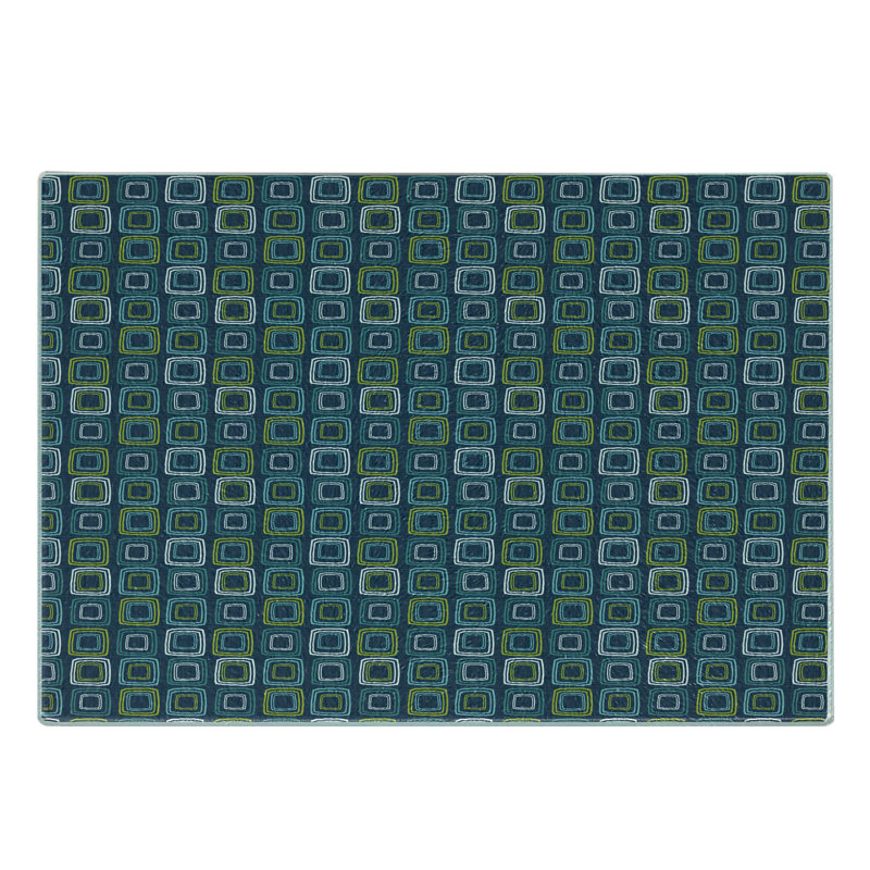 Ambesonne - planche à découper rétro en verre trempé, treillis, carrés éclatants, art, jaune, vert, écume de mer